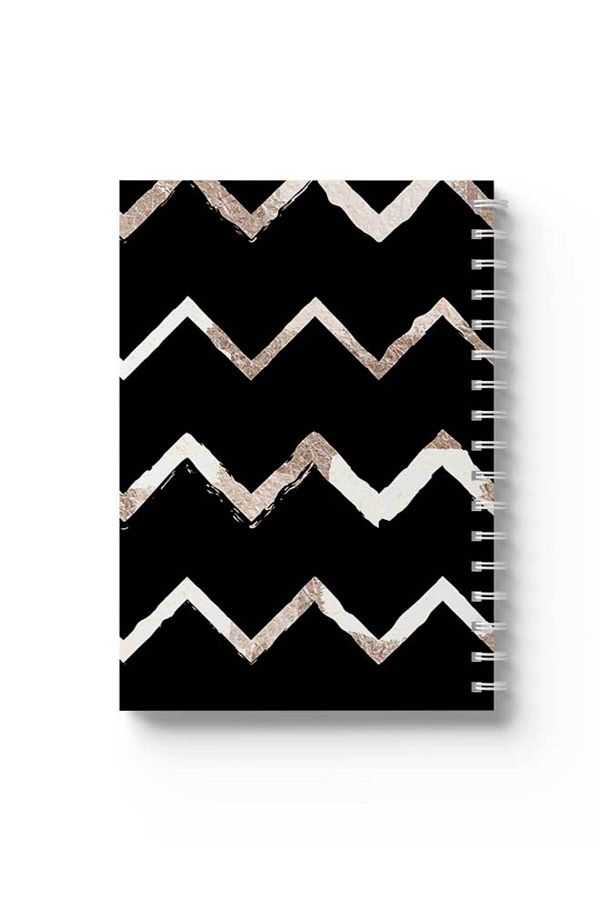 LOWHA-Spiral Notebook with Front and Back Hard Covers Featuring Zig Zag Design 1