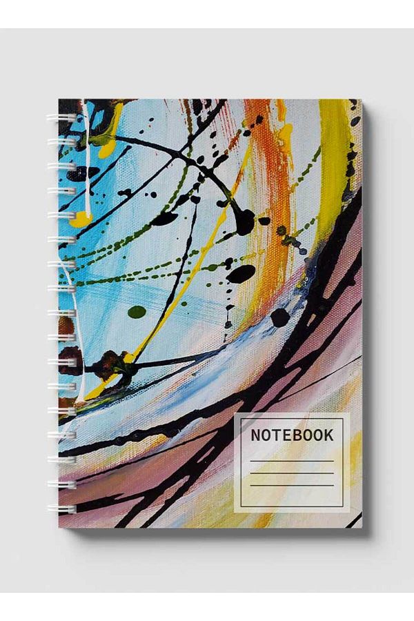 LOWHA-Spiral Notebook with Front and Back Hard Covers Featuring Splattered Paint Design 1