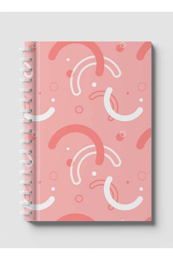 LOWHA-Spiral Notebook with Front and Back Hard Covers Featuring Memphis Abstract Shapes Design 1