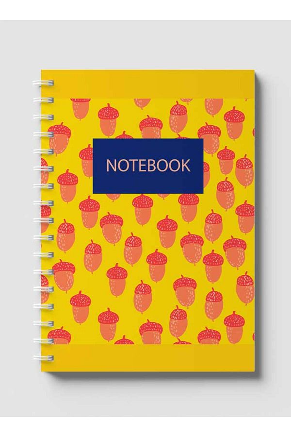 LOWHA-Spiral Notebook with Front and Back Hard Covers Featuring Acorn Design 1