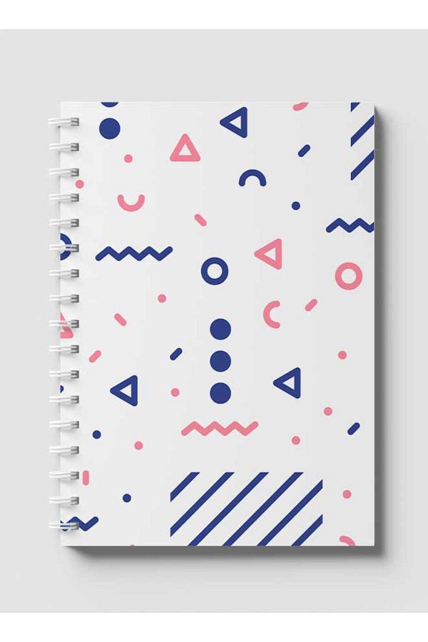 LOWHA-Spiral Notebook with Front and Back Hard Covers Featuring Modern Mix Shapes Design 1