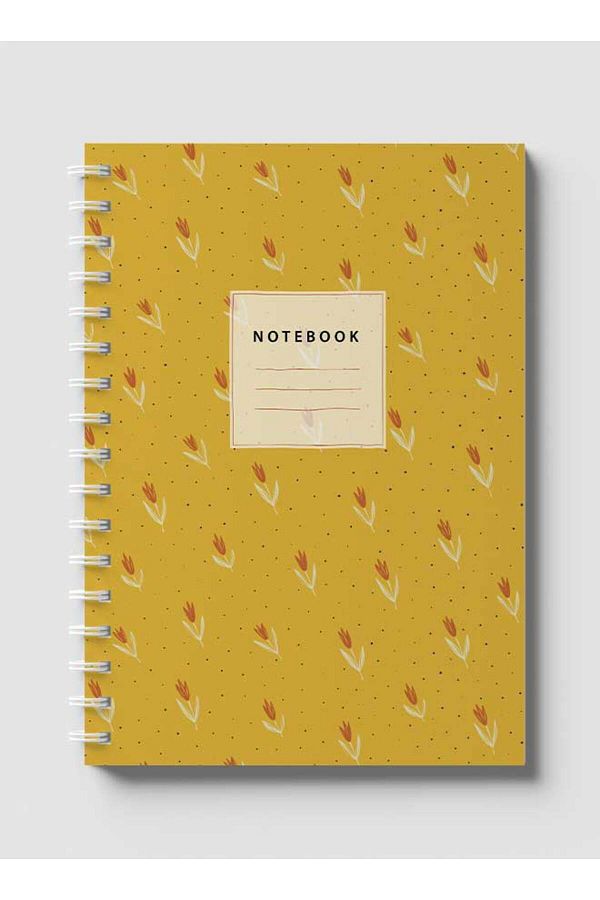 LOWHA-Spiral Notebook with Front and Back Hard Covers Featuring Abstract Floral Design 1