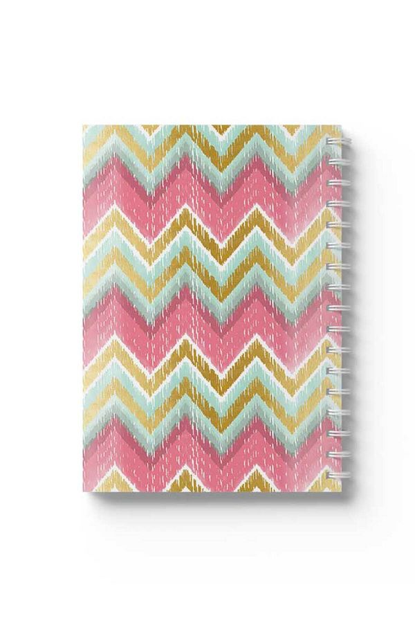 LOWHA-Spiral Notebook with Front and Back Hard Covers Featuring Zig Zag Design 1