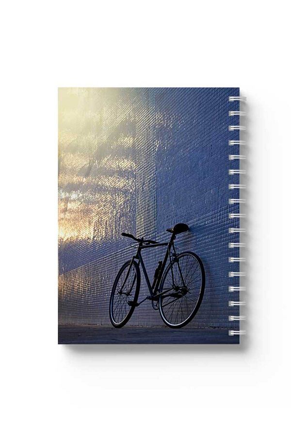 LOWHA-Spiral Notebook with Front and Back Hard Covers Featuring Bicycle Design 1