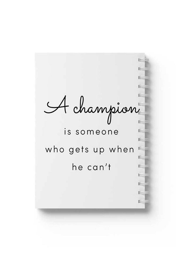 LOWHA-Spiral Notebook with Front and Back Hard Covers Featuring A Champion Design 1