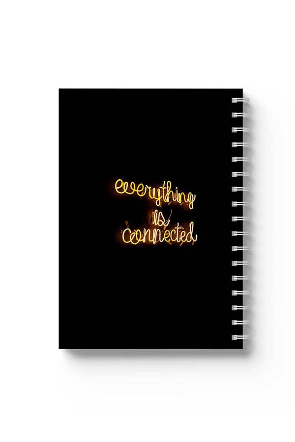 LOWHA-Spiral Notebook with Front and Back Hard Covers Featuring Everything Is Connected Design 1