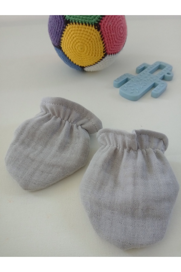 Wenaris Yenidoğan 2'lı Eldiven & Kız Erkek Bebek Eldiven %100 Pamuk Müslin Kumaş