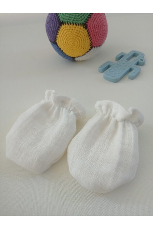 Wenaris Yenidoğan 2'lı Eldiven & Kız Erkek Bebek Eldiven %100 Pamuk Müslin Kumaş