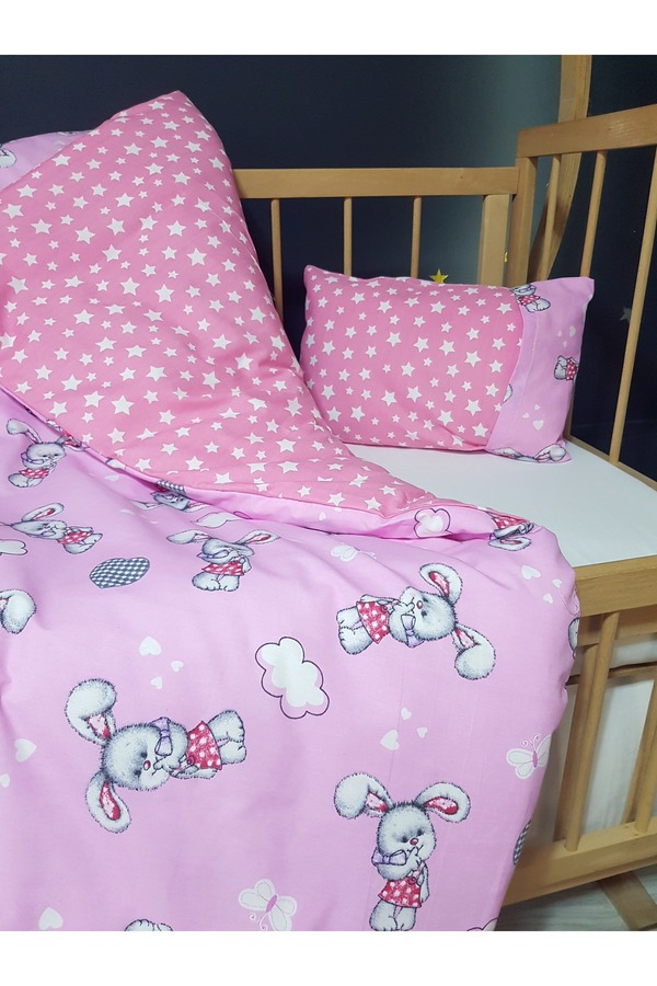 bebek_iklimi Bebek Yatak Örtüsü Tipi 3 Parça Nevresim Seti – Yorgan Kılıfı (95x135 cm), Çarşaf ve Yastık Kılıfı