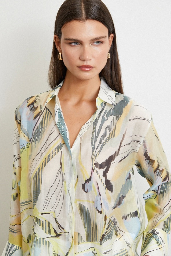 Never more Hawaiian Pattern Shirt Yellow