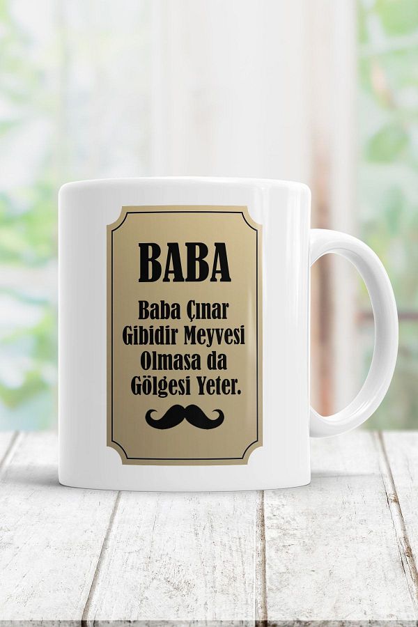 ÇELİKLER HEDİYE-Dad Is Like a Plane Tree, Just Enough of His Shadow Printed Mug 1