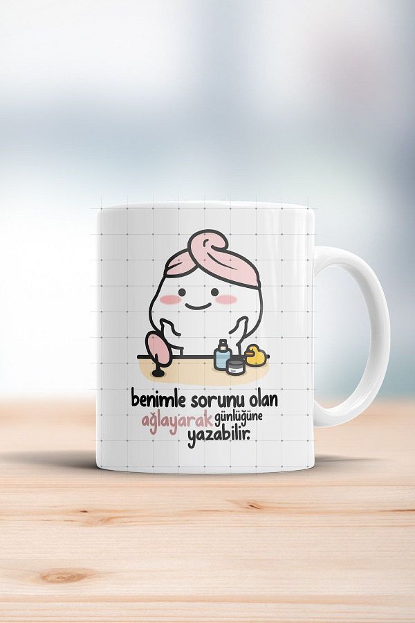 ÇELİKLER HEDİYE-The Problem Is Me, You Can Write in the Diary of Crying Printed Mug 1