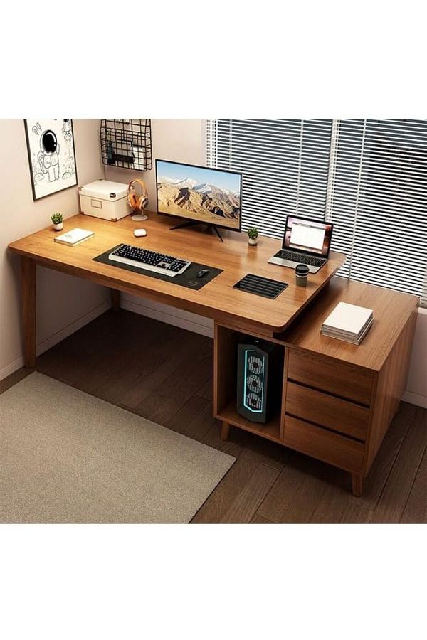 Türkiye-NKX Computer and Multifunction Table Home Office Workstation with 3 Drawer Storage Rack 1