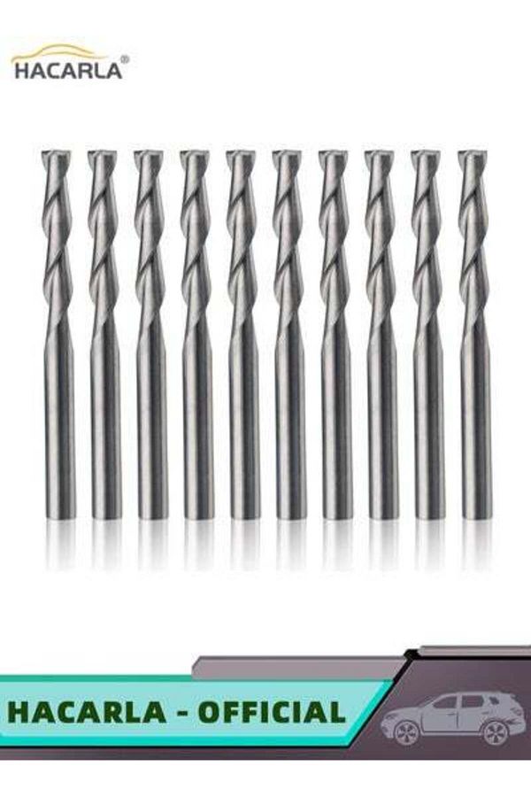 MOTIM-10 PCS 3.175 17mm Carbide Flat Nose End Mill CNC Router Bits Double Flute Upcut Spiral Set Tool 1