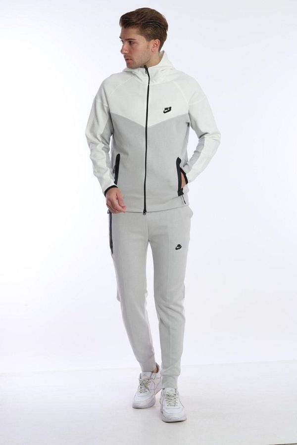 2AS-Tech Fleece Gray-White Tracksuit Set 1