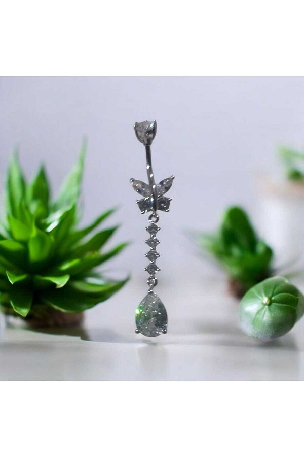 Begonia Accessories-316L Surgical Steel Stainless Tarnish Free Fashion Zircon Stone Navel Piercing 1