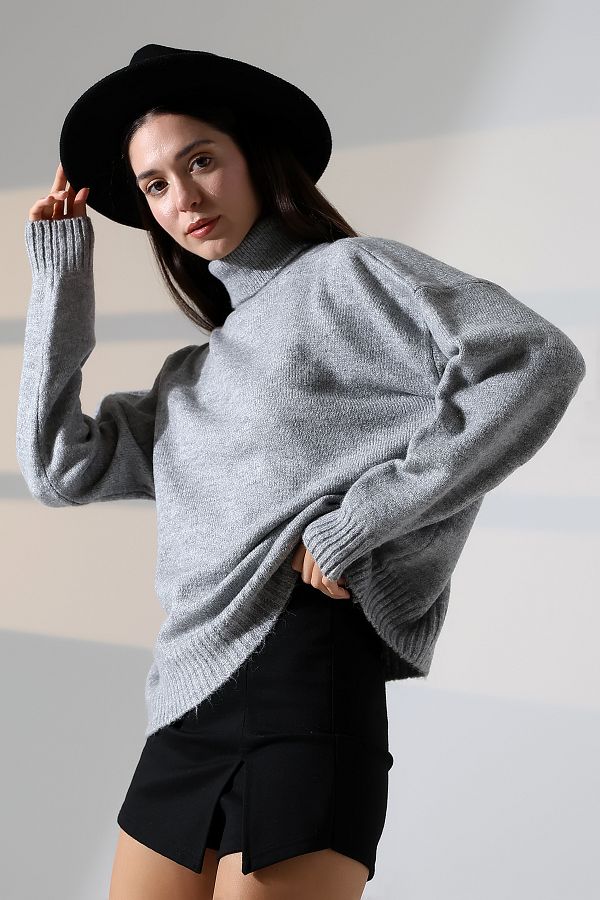 ALCHON-Turtleneck Long Sleeve Single Color Soft Textured Basic Plain Winter Knitwear Sweater 1
