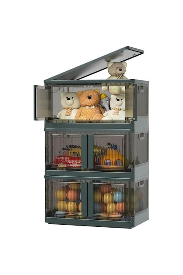 Haixin-Storage boxes, spacious, with lid, foldable and stackable, with wheels, for storing clothes, toys, s 1