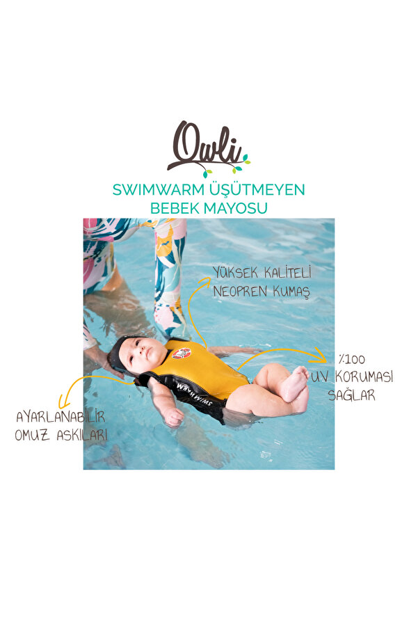 Owli Swimwarm Üşütmeyen Bebek Mayosu Sarı - Siyah