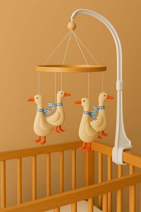 hobiimobiii BEBEK BEŞİK SÜSÜ (MÜZİKLİ) DÖNENCE ÖRDEK FİGÜRLÜ