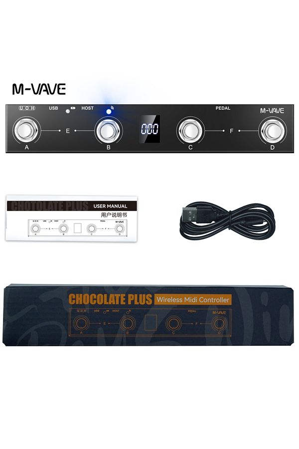 Choice-Chocolate Plus BK M-VAVE Chocolate MIDI Controller BT Rechargeable 4 Buttons MIDI Controller Pedal A 1