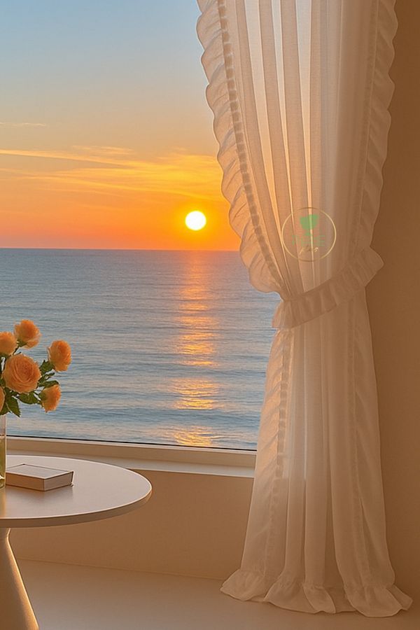 Perdeplus-Linen Tulle Curtain - Ruffled, Single Wing and Rustic Matching 1