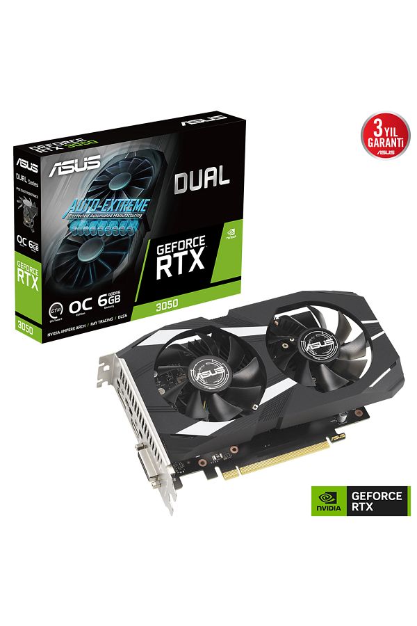 ASUS-Dual Nvidia Geforce Rtx 3050 6gb Oc Edition Gaming Graphics Card - Pcie 4.0, 6gb Gddr6 Memory, 1