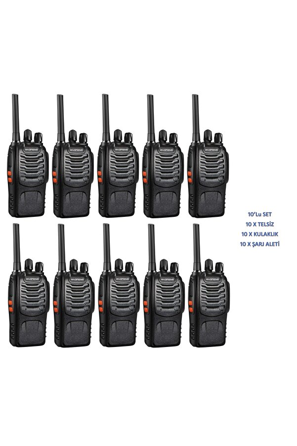 BAOFENG 10'lu Telsiz Seti BF-88E PMR Telsiz TYPE-C Batarya 2026 Model