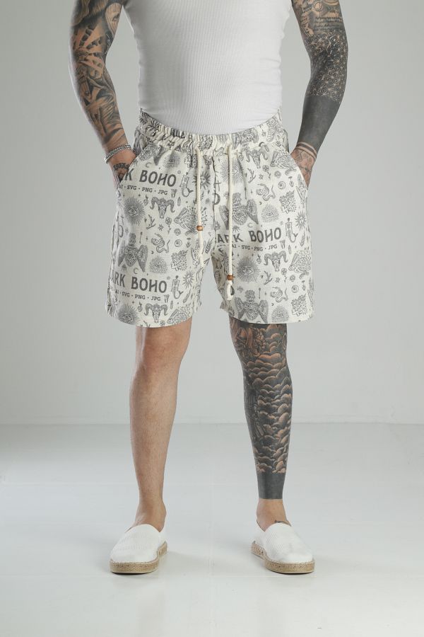 COCOPELLI-Boho Printed Linen Shorts 1
