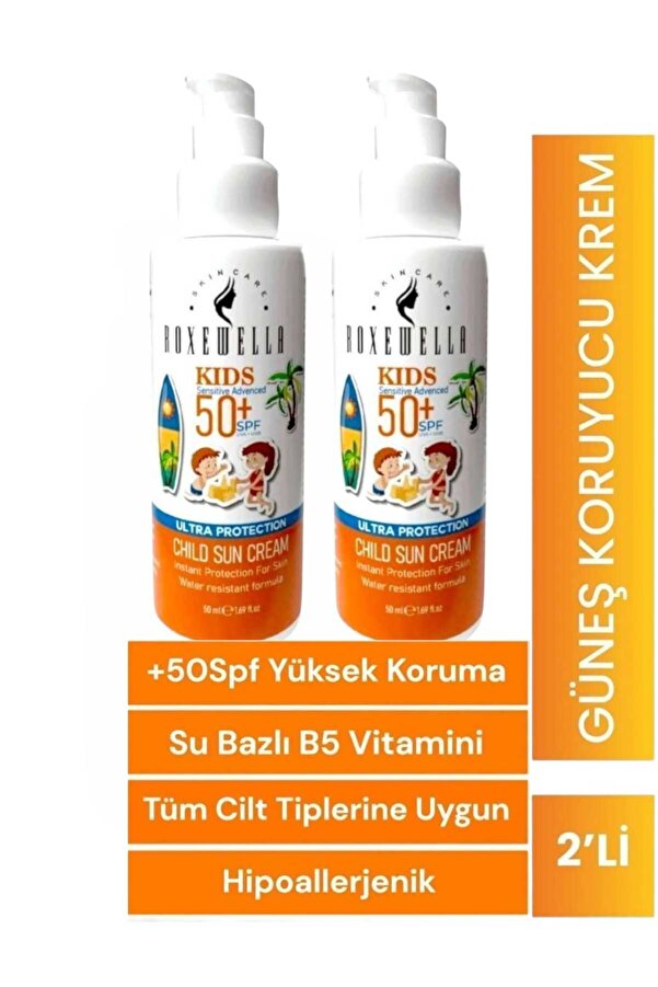 ROXEWELLA Çocuk&bebek Güneş Kremi 50 Spf Leke Karşıtı Yüksek Koruma 50 ml 2,li Set