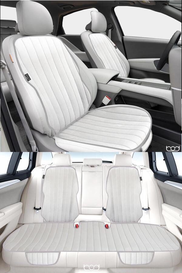 Bod Vodina Serisi Tay Tüyü Cepli Oto Koltuk Minder Seti Koltuk Koruma Kılıfı Ön Arka Set Gri