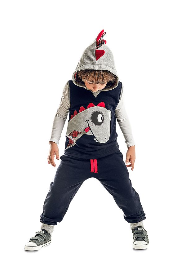 Denokids-Dino-Trainingsanzug-Set für Jungen – ärmellose Weste und Kapuze 1