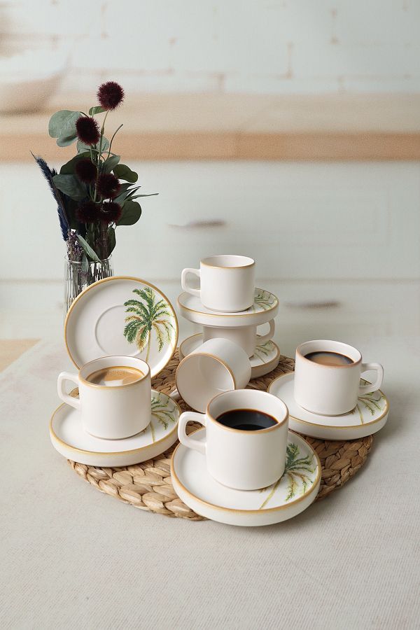 Keramika-Σετ τσαγιού Bronze Palm Stackable 12 τεμαχίων για 6 άτομα 22902-03 1
