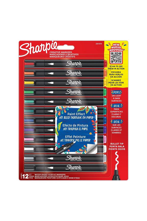 Art Tone-Sharpie Permanent Marker Round Tip Set of 12 Paint Effect 1