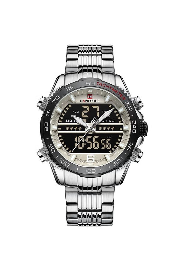 Naviforce-Multi-Function Analog Digital Wrist Watch for Men with Stainless Steel Strap Chronograph 1