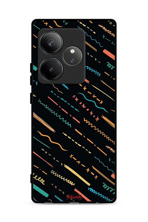 Tolwak-غطاء حماية لهاتف Realme GT 6T 5G بنمط تجريدي من خطوط X 1