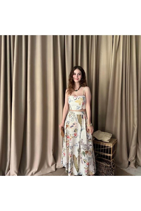 lizge giyim-PATTERNED MIDI SKIRT 1