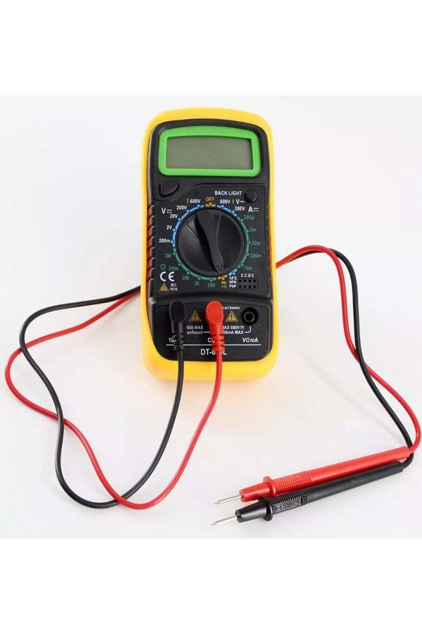 divendi-ro-DT-830L AC/DC Digital Multimeter, AC/DC, with LCD display, black with yellow 1