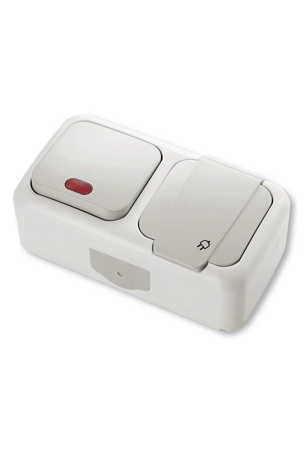 Viko by Panasonic-Priză Schuko cu întrerupător LED IP54 Gri PALMIYE VIKO 1