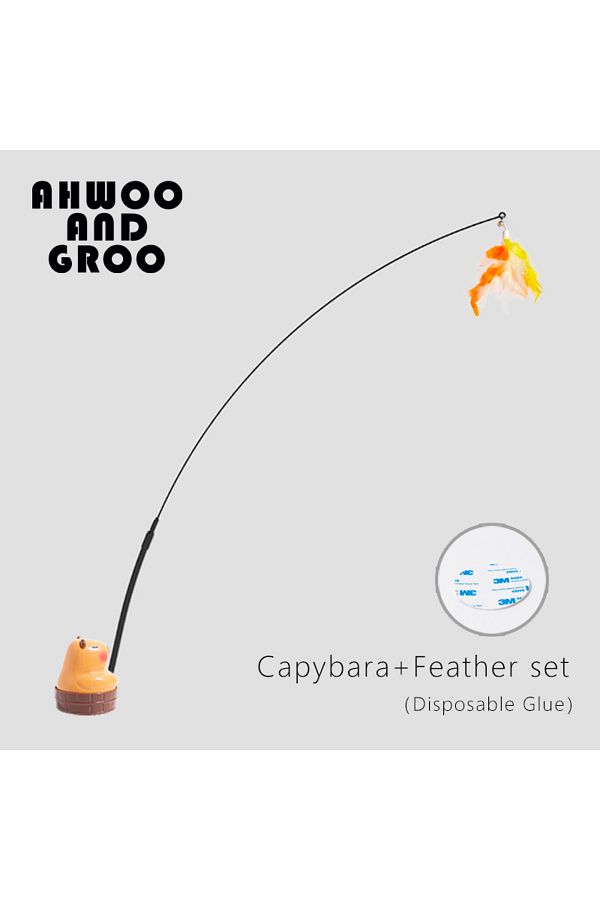 Choice-Glue Feather Simulation Capybara Cat Toys Funny Interactive Bird with Bell Cat Stick Toy for Kitten 1
