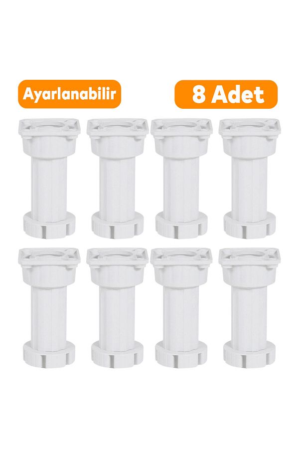 Badem10-(8 bucăți) Mobilier dulap reglabil Bancă Puf Riser Upgrade Picior 10 cm Picioare albe 1