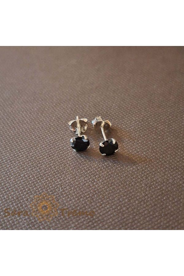 saratremo-Cercei unisex din argint 925 cu cristale de zirconiu negru, 5 mm 1