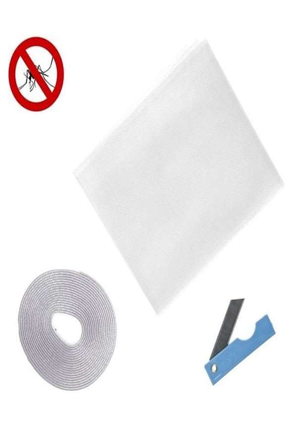 ANTBRO-White mosquito net for window 1 × 1 m, insect protection, assembly with tape and knife included 1