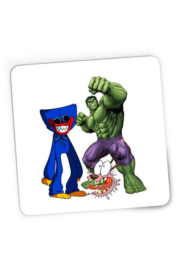 OEM-Mousepad Gaming Huggy Wuggy Courage Coward Dog Hulk Fight Demon, 21x19 см 1