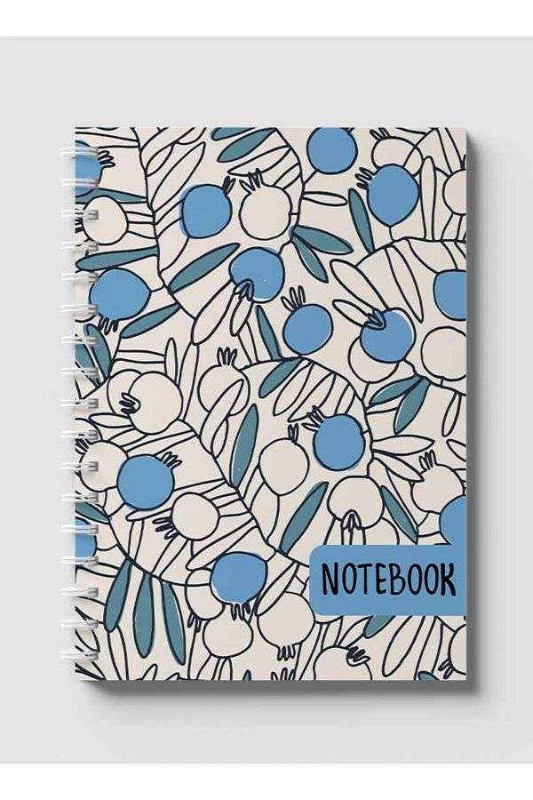 LOWHA-Spiral Notebook with Front and Back Hard Covers Featuring Pomegranates Branches Drawing Design 1