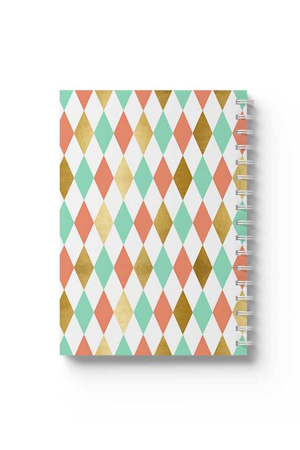 LOWHA-Spiral Notebook with Front and Back Hard Covers Featuring Colourful Shapes Design 1