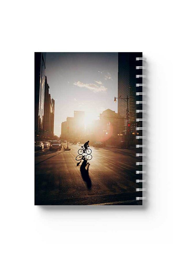 LOWHA-Spiral Notebook with Front and Back Hard Covers Featuring Riding in the Streets Design 1