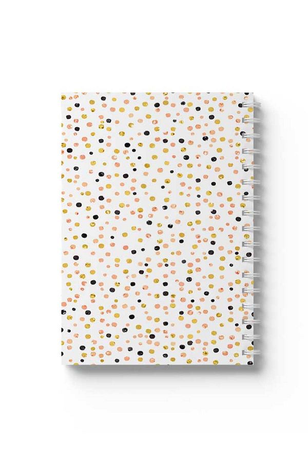 LOWHA-Spiral Notebook with Front and Back Hard Covers Featuring Colourful Dots Design 1