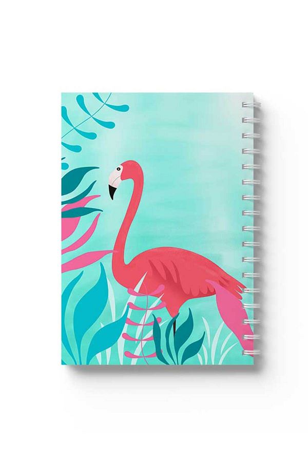 LOWHA-Spiral Notebook with Front and Back Hard Covers Featuring Flamingo Design 1