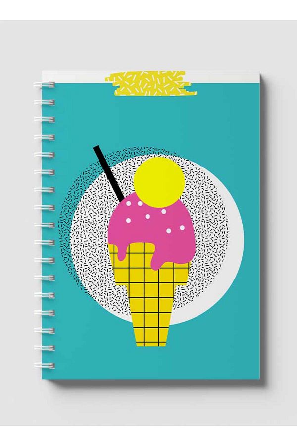 LOWHA-Spiral Notebook with Front and Back Hard Covers Featuring Ice Cream Sprinkles Design 1